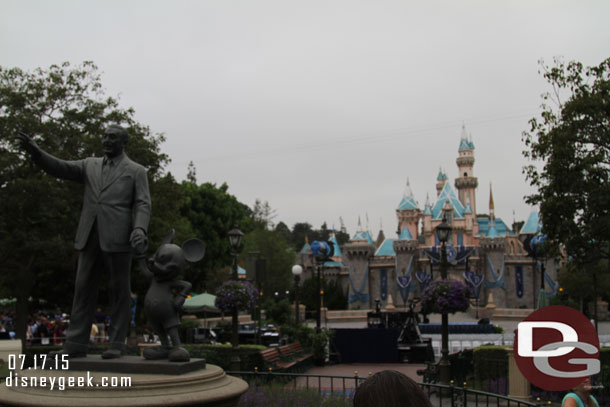 In the background you can see chairs and a stage set up for the ceremony at 10am this morning.