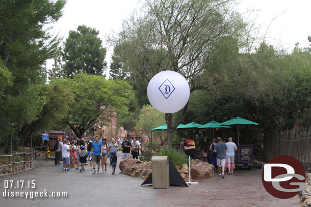 A light set up along the Big Thunder Trail for the celebration.  These marked the way to Cup Cake distribution locations.