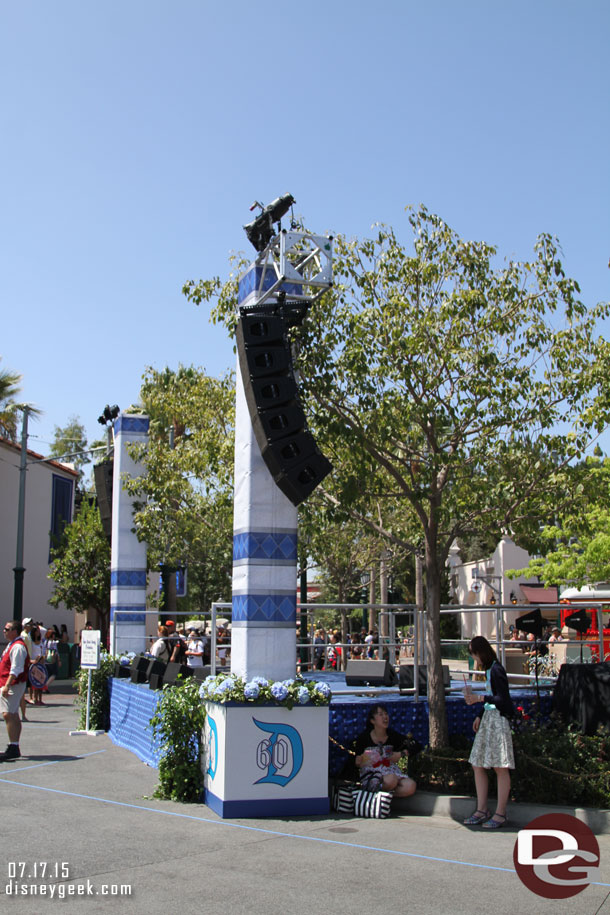 Over at DCA a stage in Carthay Circle for the 50s dance party this evening.