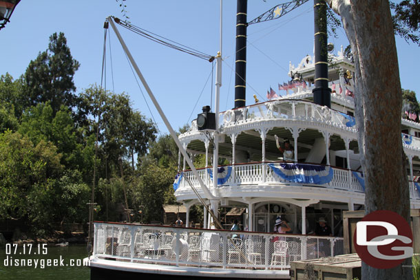 Found a shady spot along the Rivers of America.  The Mark Twain in port with Princess Tiana onboard