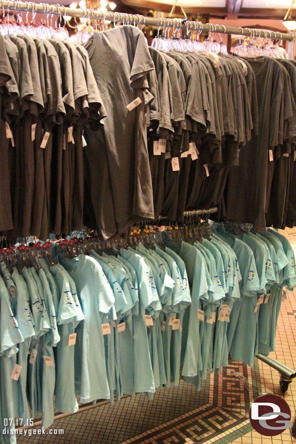 Walking through the Emporium shirts on a standard rack in the middle of the store.