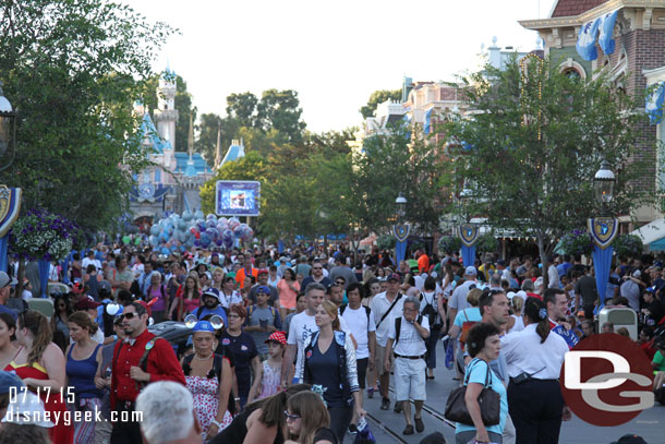 Main Street USA this evening waiting for the College Band to arrive in Town Square.