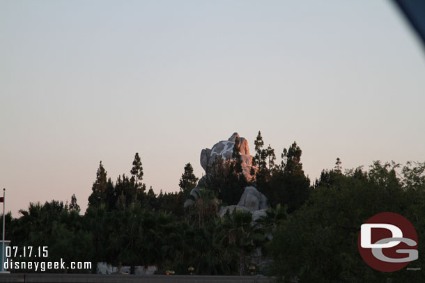 Grizzly Peak from the Disneyland Railroad as the sun was setting.