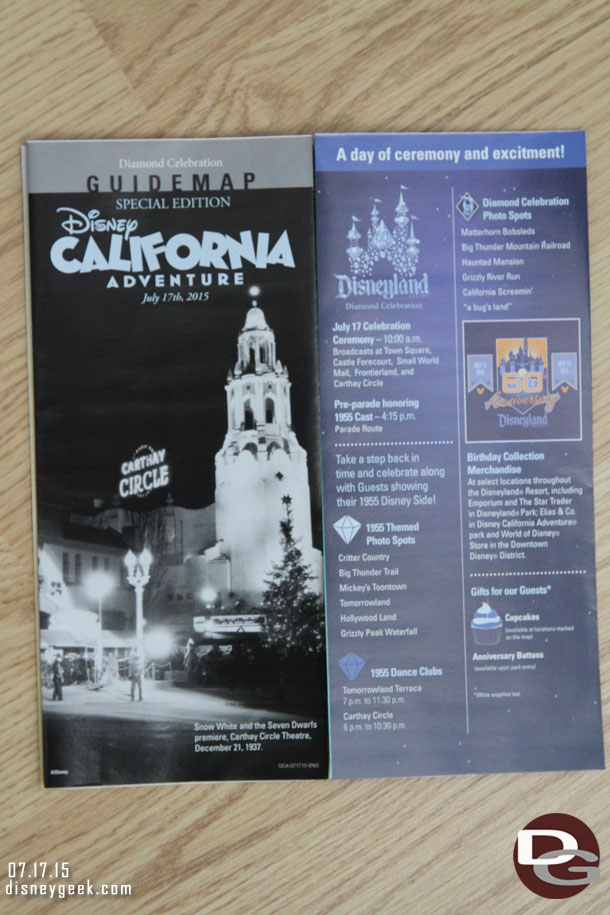 Disney California Adventure had commemorative maps for the day too.