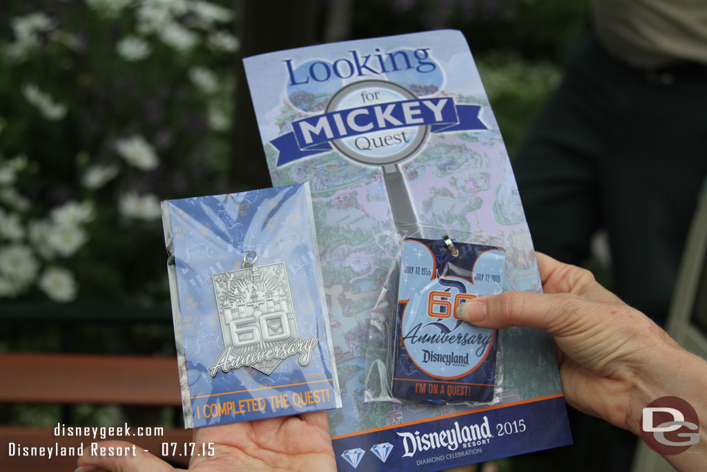 A new Mickey Quest game debuted yesterday.  Here is a picture of the map, lanyard, and prize for completion.  They were distributing all three when you purchased it to avoid redemption lines later.