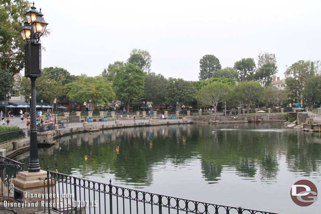 A quiet Rivers of America this morning.