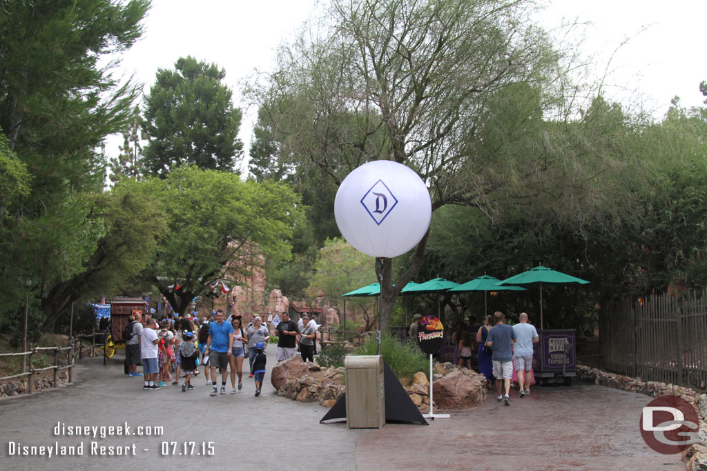 A light set up along the Big Thunder Trail for the celebration.  These marked the way to Cup Cake distribution locations.