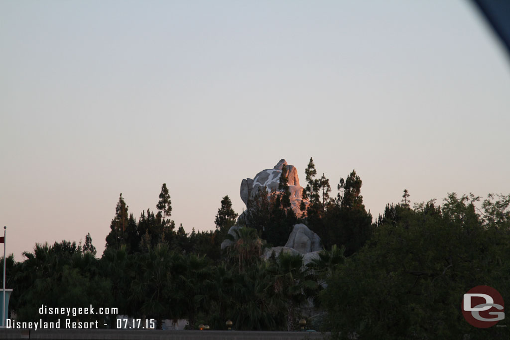 Grizzly Peak from the Disneyland Railroad as the sun was setting.