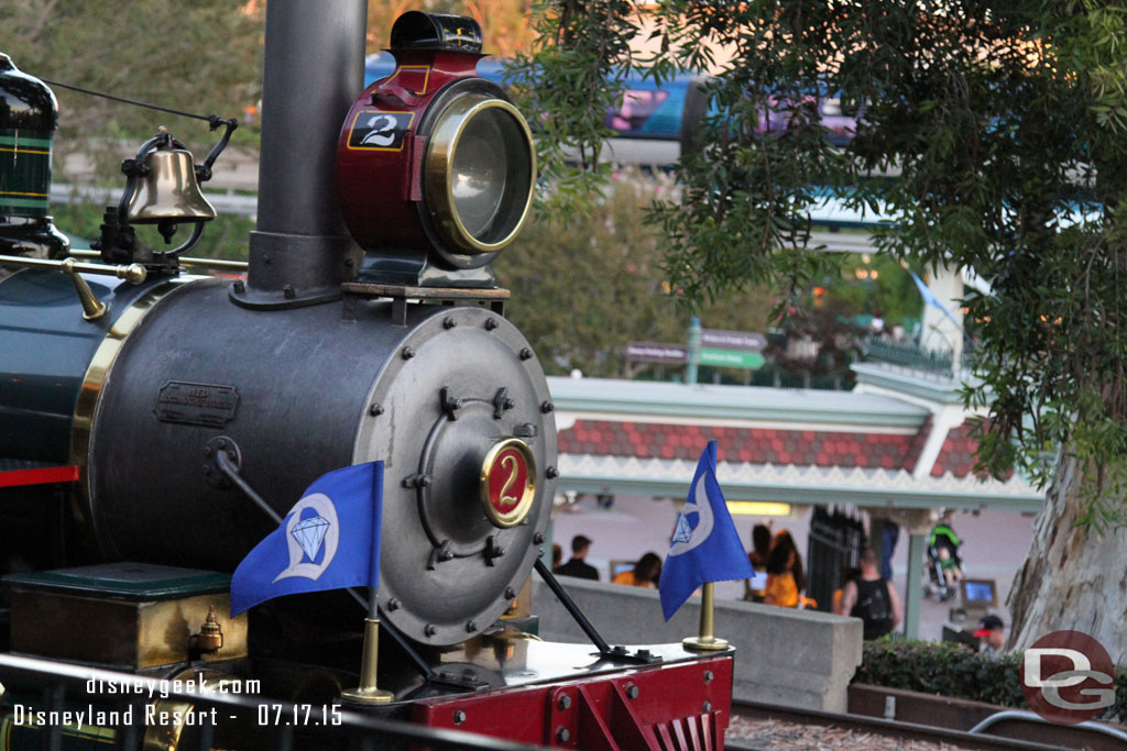 The E.P. Ripley pulling into the station.  In the background a monorail going by.