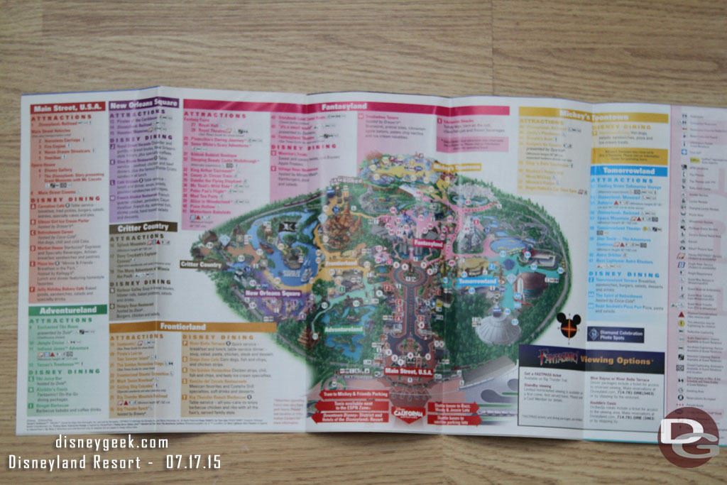 One side the regular Disneyland Map