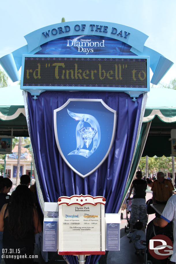 Arriving at the Disneyland Resort, the word of the day on Friday  was Tinkerbell.