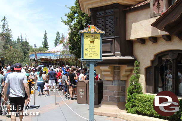 Peter Pan had a posted 40 minute wait even in this nearly 90 degree weather.