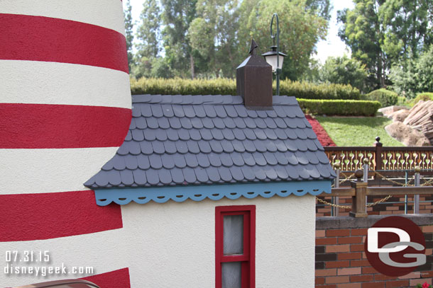 The Storybook Land lighthouse looked freshly painted or just clean.