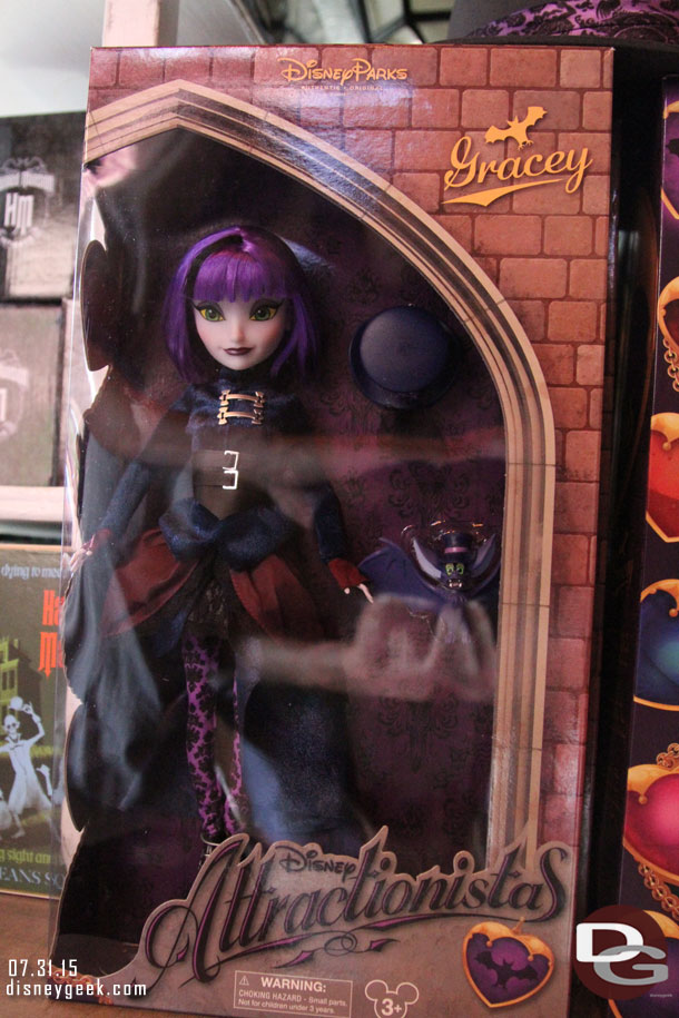 A new line of dolls is showing up. Disney Attractionistas.  Here is Gracey from the Haunted Mansion.