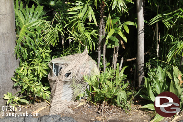 The cart in Adventureland was mia and its connection point sort of camouflaged.  The area was too busy to get a wide shot to show it missing.. 