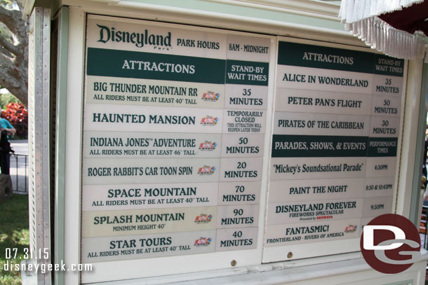 The wait times around 4:48pm