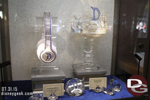 Plenty of Diamond Celebration merchandise in the Disney Showcase store (and most others around the resort).  Here are diamond headphones and a tiara