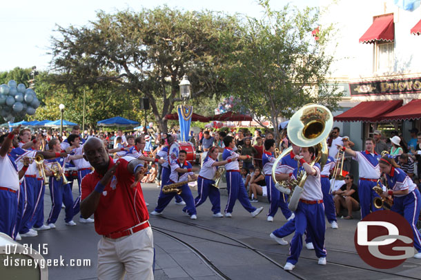 Because of the filming the College Band audible and performed on Main Street instead of in front of the Castle