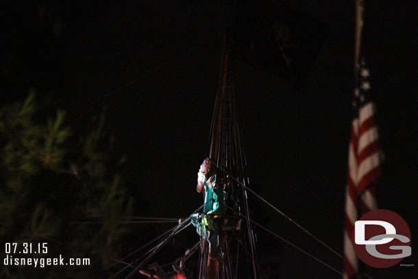 The Columbia starting its pass with Peter Pan atop the main Mast