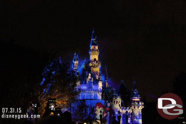 I could make out most of the Castle Projections but it was partially obstructed by trees then smoke later on.