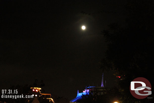 The full moon over Space Mountain as I inched toward the exit to head for home.