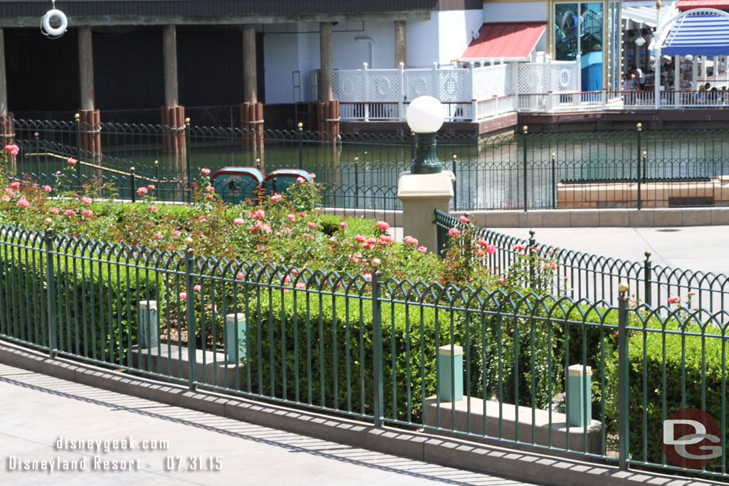 Nothing appears to have been done to the old supports for the trellis structures that were removed.