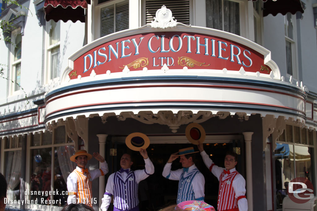 The Dapper Dans of Disneyland wrapping up a performance.