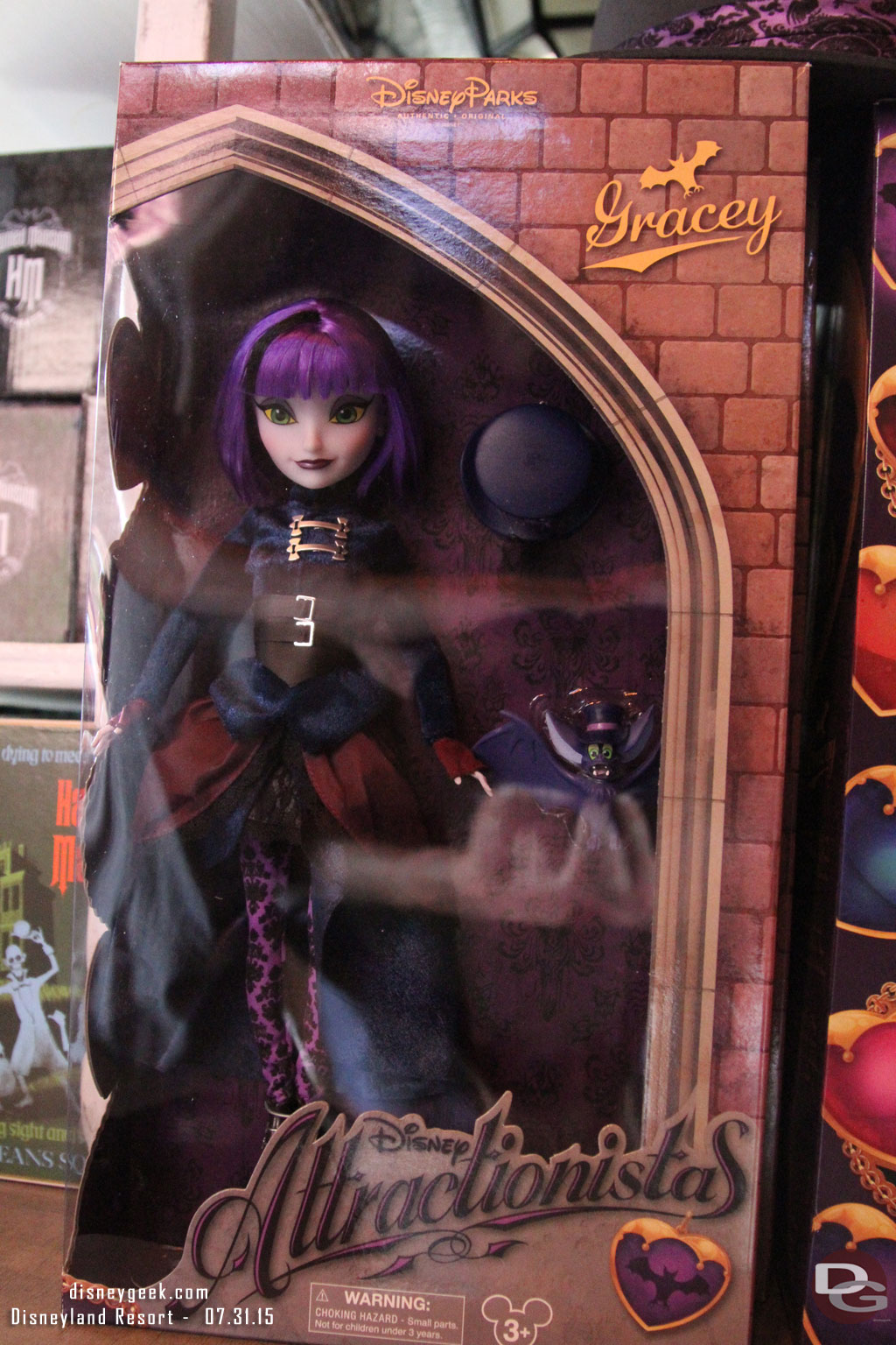 A new line of dolls is showing up. Disney Attractionistas.  Here is Gracey from the Haunted Mansion.