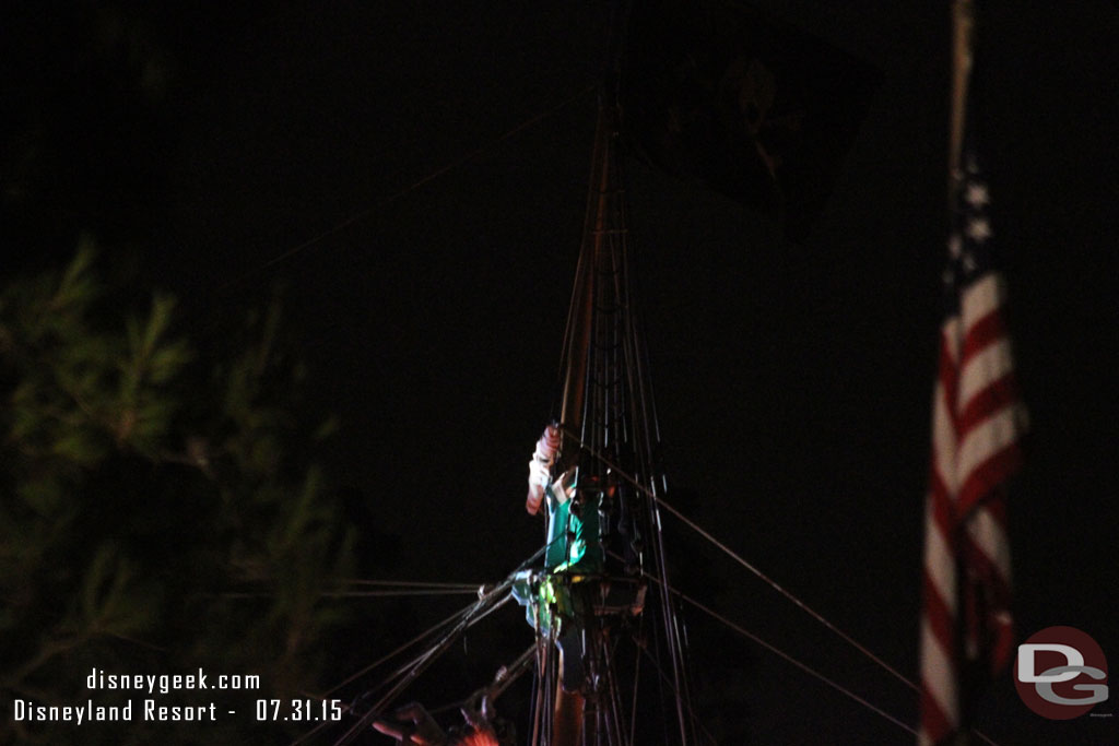 The Columbia starting its pass with Peter Pan atop the main Mast