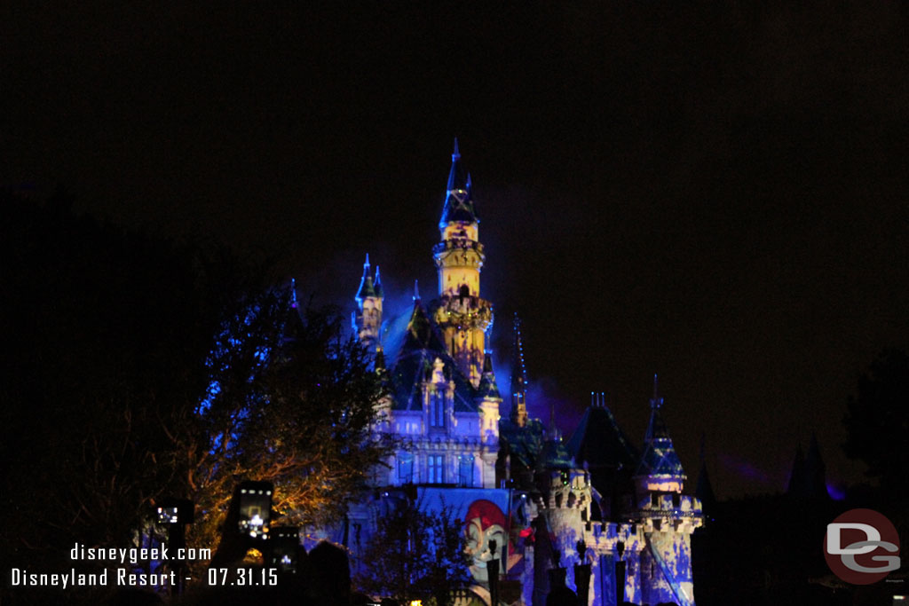 I could make out most of the Castle Projections but it was partially obstructed by trees then smoke later on.