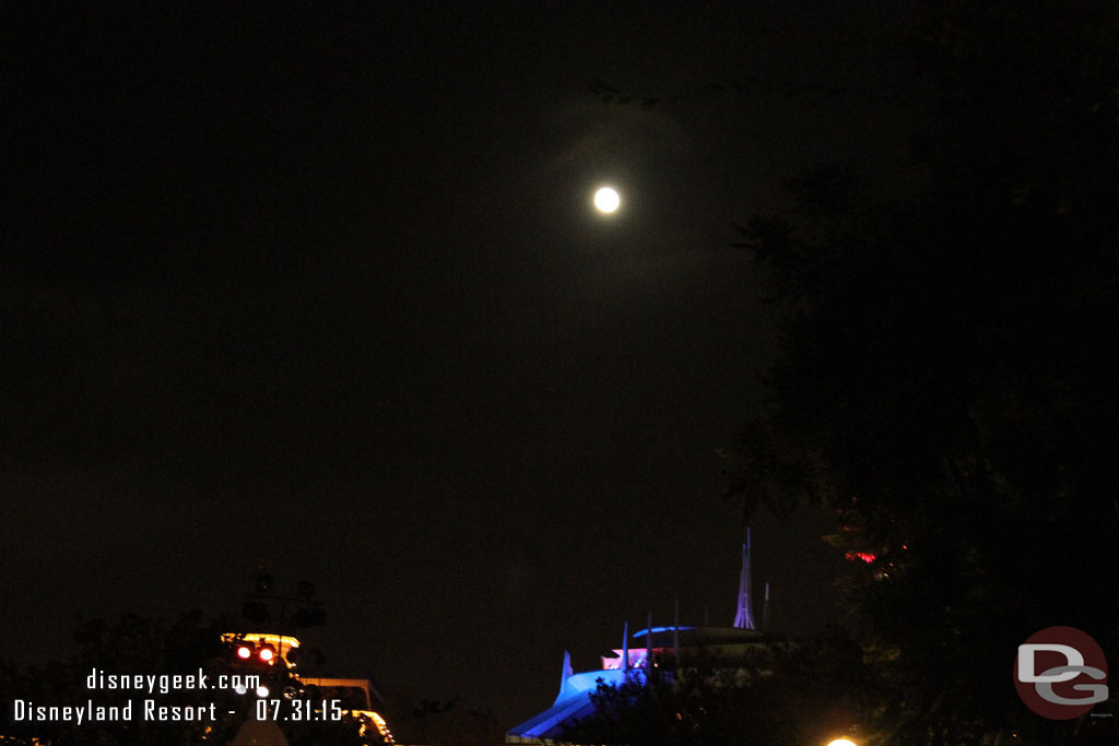 The full moon over Space Mountain as I inched toward the exit to head for home.