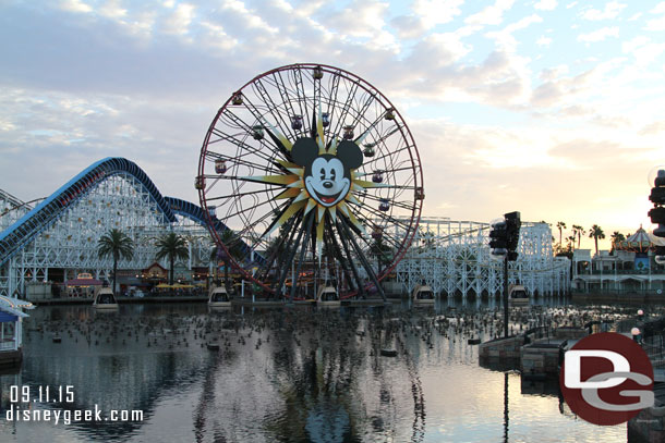Paradise Pier preparing for World of Color.  It scheduled for 9:45pm tonight, only one show.