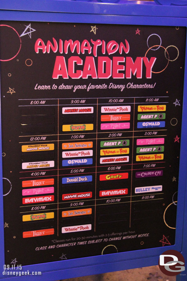 The Animation Academy sign has come a long way from the chalk board.