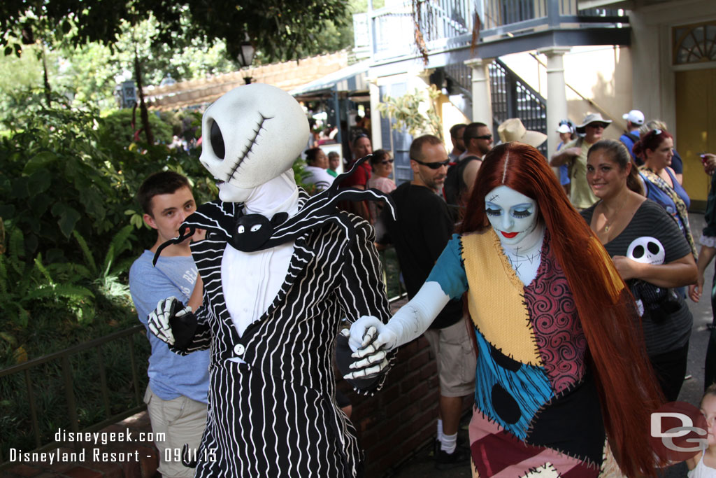 Jack and Sally walking through New Orleans Sqaure.