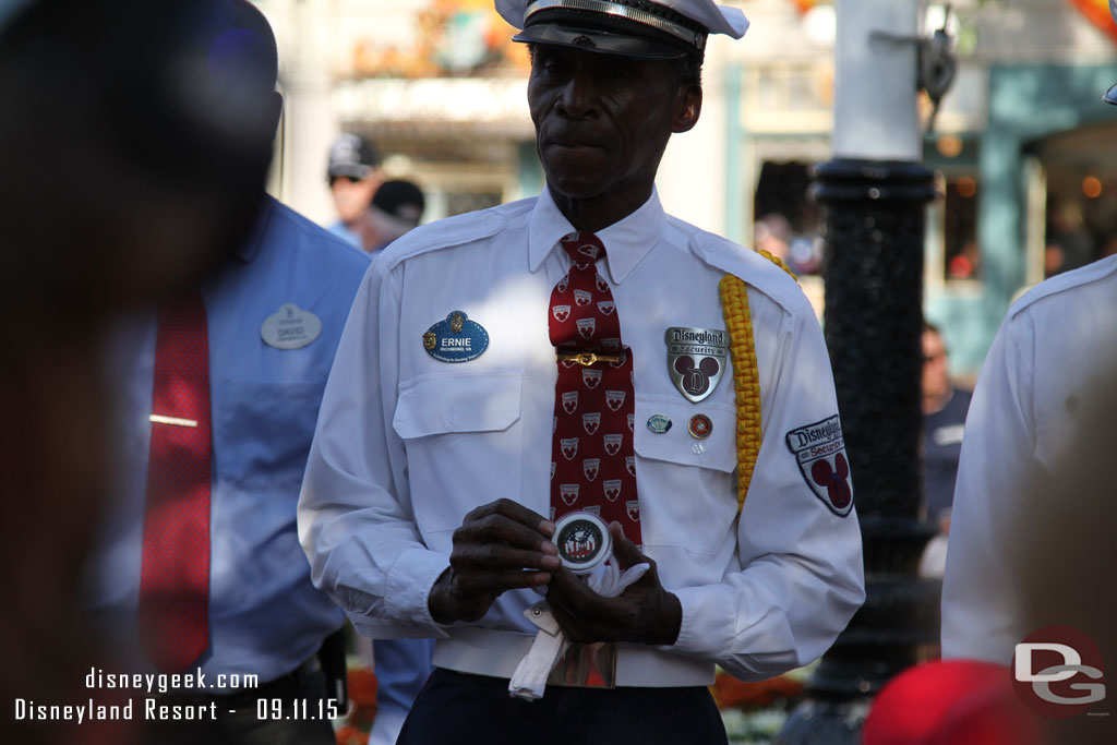 Before the Ceremony Ernie gave a challenge coin to a veteran.  Here he is showing the coin.