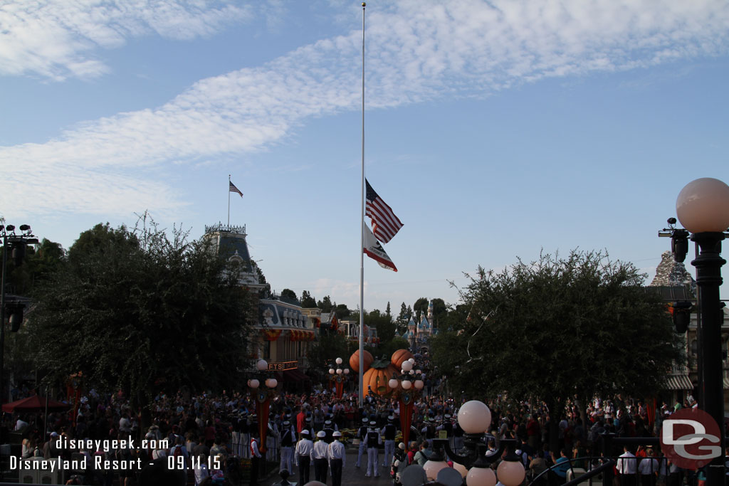 The flags were at half staff to commemorate 9/11