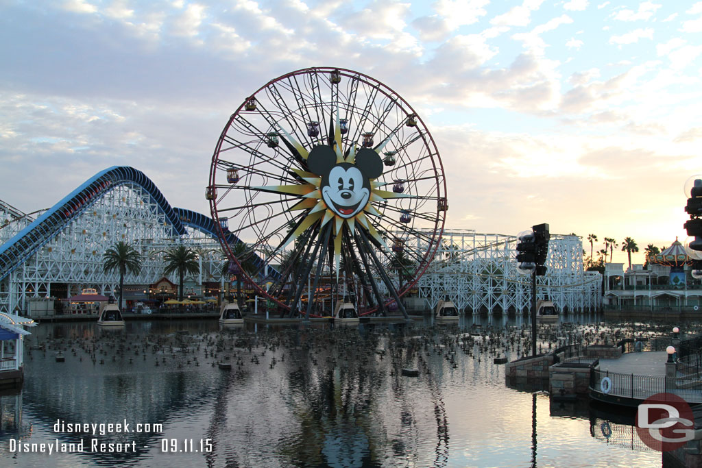 Paradise Pier preparing for World of Color.  It scheduled for 9:45pm tonight, only one show.