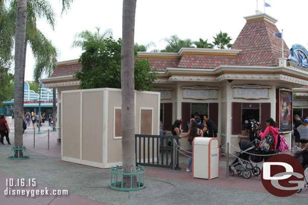 More walls up around trees near the ticket booths.