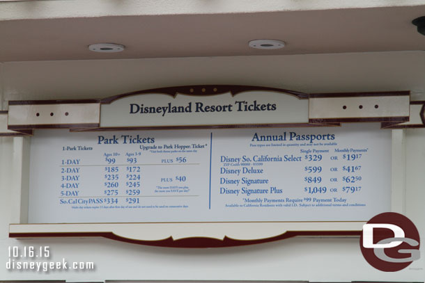 Speaking of tickets Annual Pass prices have increased substantially since my last visit.