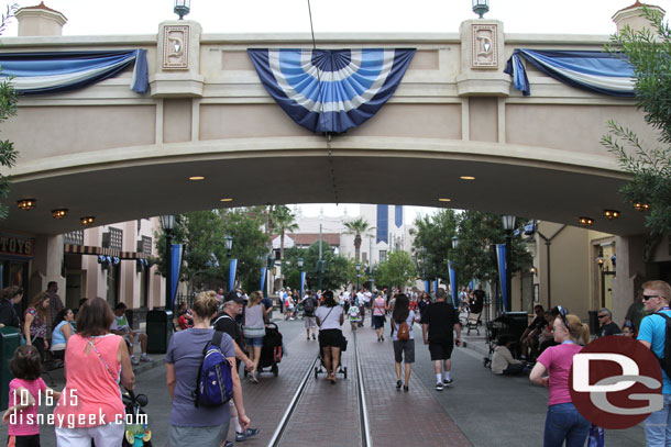 Buena Vista Street has a fair number of guests on it for this hour of a Friday.