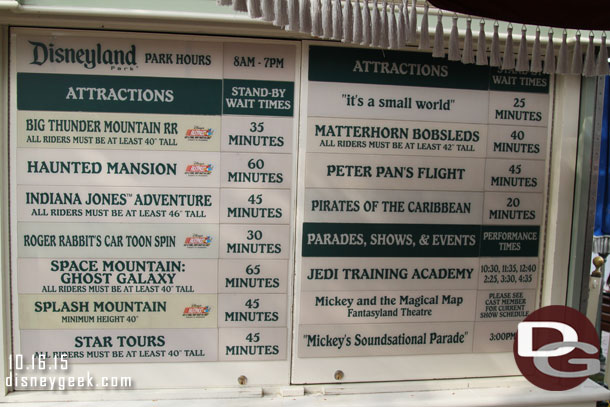 Wait times just before 3pm