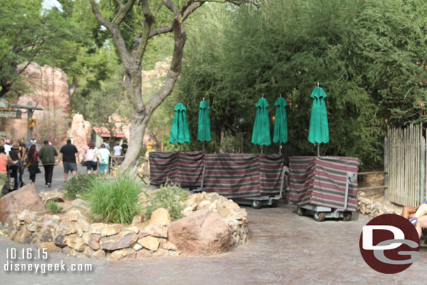 No Fantasmic today.  Surprised they leave the mobile carts out when there is no show.