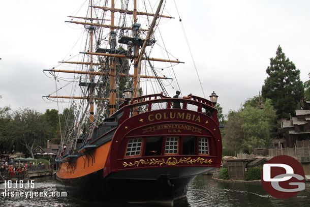 The Columbia was being pulled out to be used as a backdrop for the Halloween party.