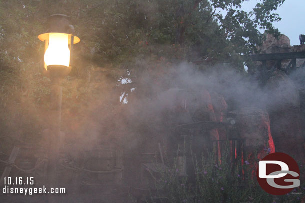 Taking the Big Thunder trail.  A lot of smoke near the mine shaft across from the BBQ.