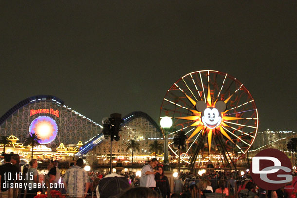 Found a spot in the Stand By area for World of Color Celebrate about 30 minutes before the show.