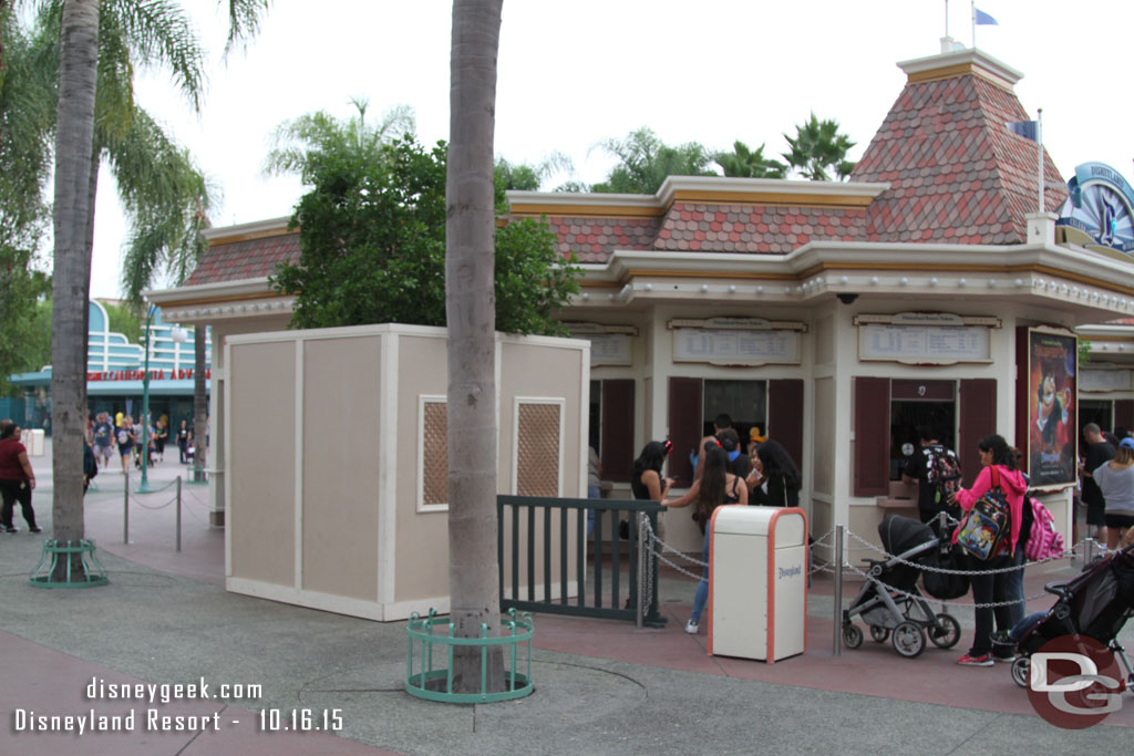 More walls up around trees near the ticket booths.