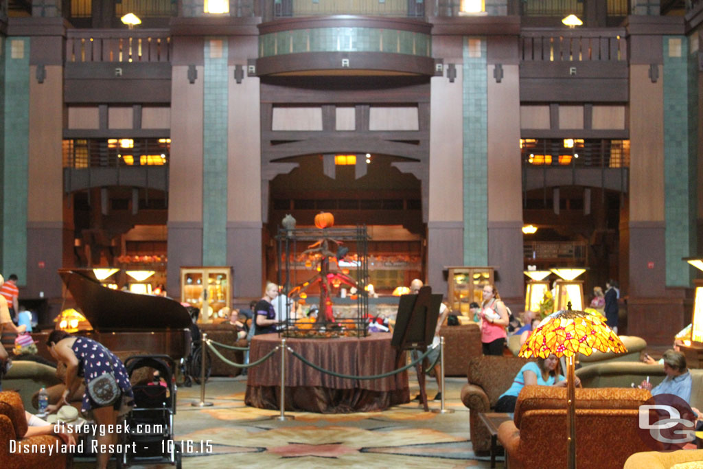 Stopped by the Grand Californian.  The lobby has a Halloween Tree-t Cake on display.