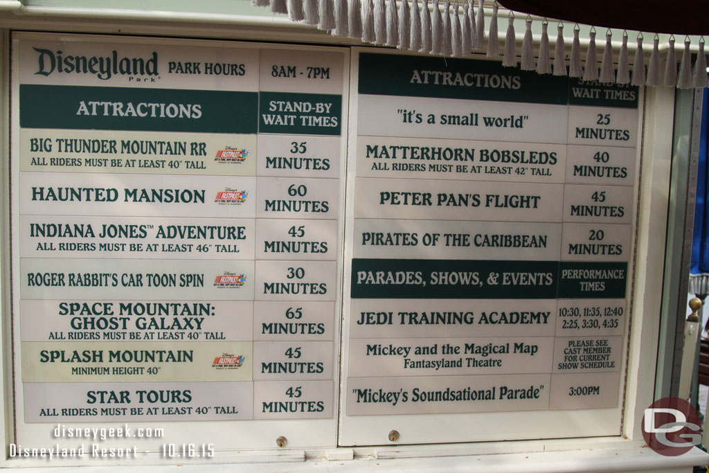 Wait times just before 3pm