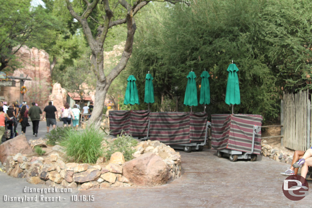 No Fantasmic today.  Surprised they leave the mobile carts out when there is no show.