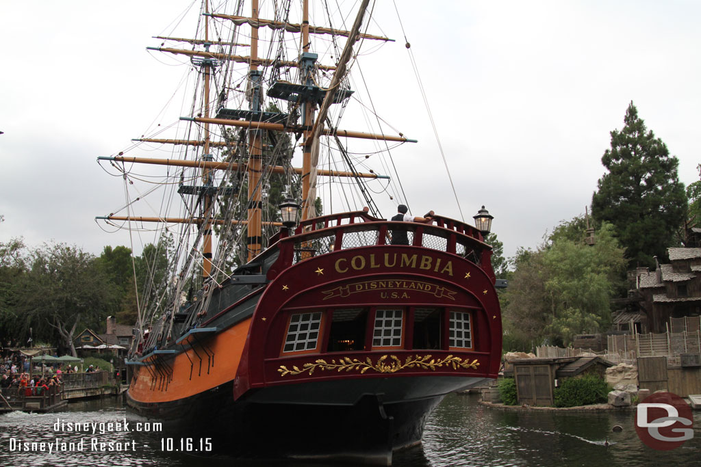 The Columbia was being pulled out to be used as a backdrop for the Halloween party.